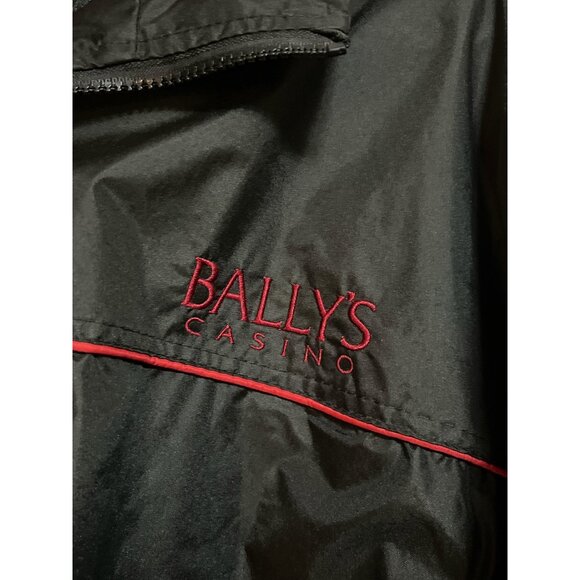 Bally’s Casino Windbreaker Jacket Black Red Trim Full Zip Men’s XL Early 2000s V - Picture 2 of 6